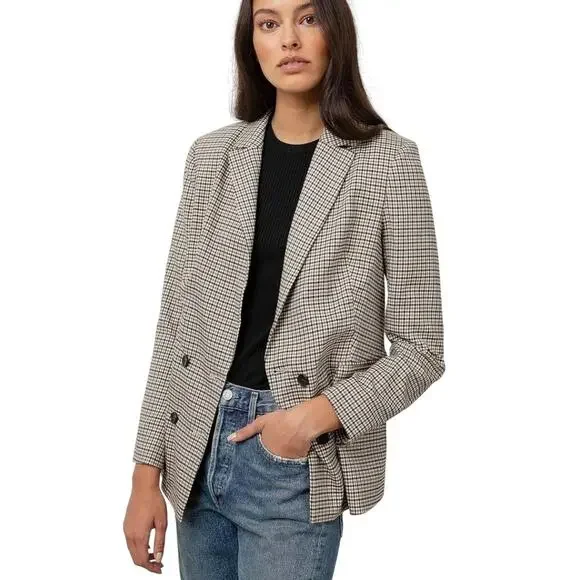 Rails Lightweight Double Breasted Jac Blazer in Honey Plaid size Medium - Picture 4 of 8